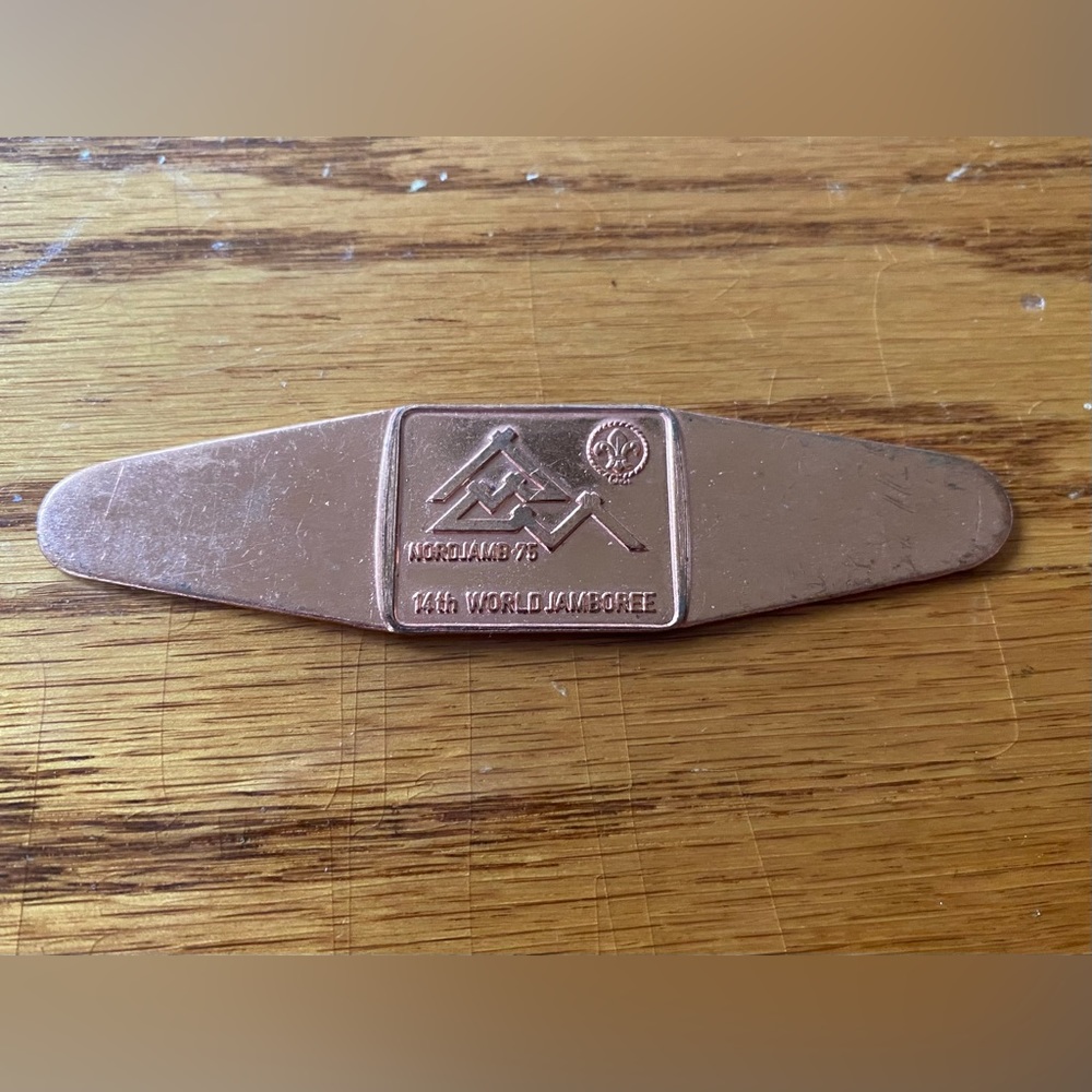14 th Boy-scout WORLD Jamboree Neckerchief Slide 1975 Nordjamb